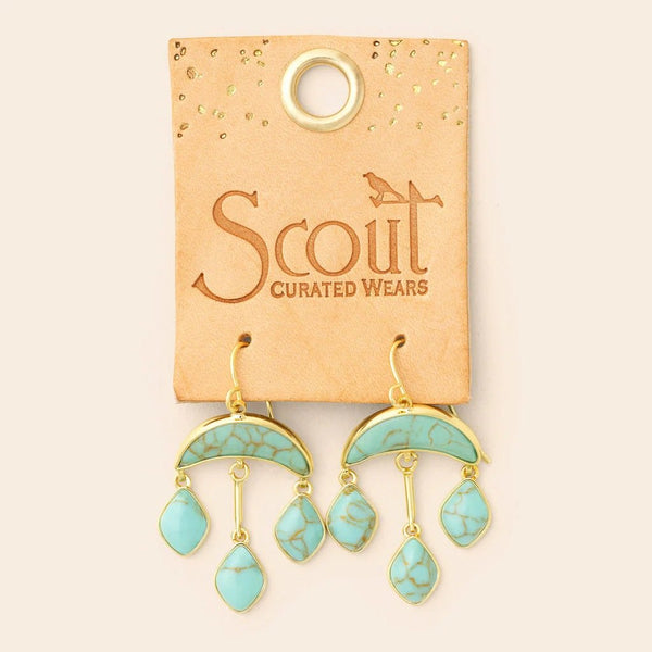 Turquoise - Stone Crescent Drop Earring - Lady of the Lake