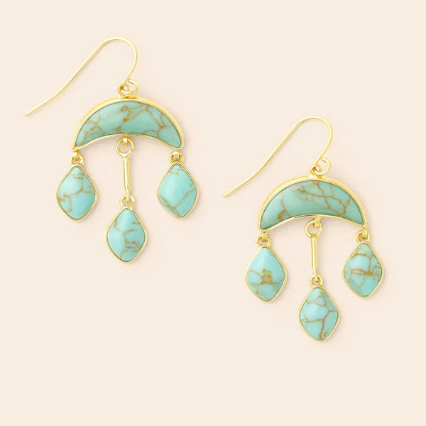 Turquoise - Stone Crescent Drop Earring - Lady of the Lake