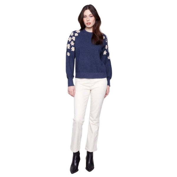 Uma Crew Neck Sweater With Embroidered Flowers - Lady of the Lake