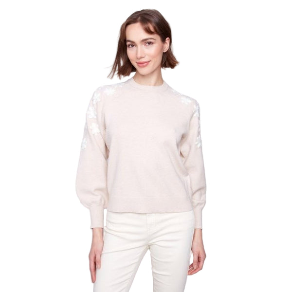 Uma Crew Neck Sweater With Embroidered Flowers - Lady of the Lake