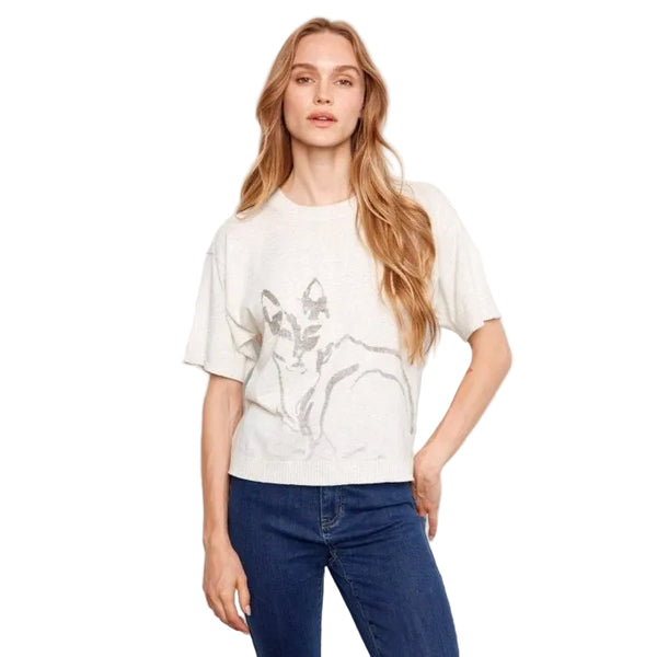 Vera Short Sleeve Animal Print Sweater - Lady of the Lake