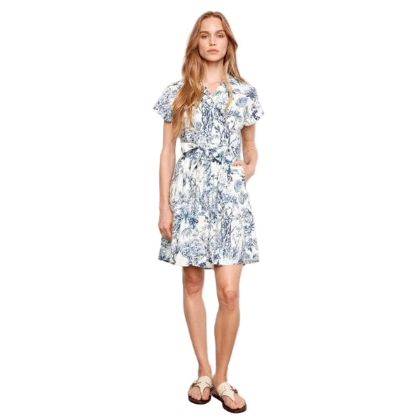Versailles Linen Blend Short Sleeve Button - Front Dress - Lady of the Lake