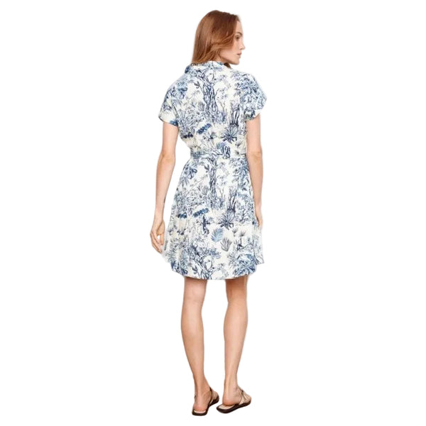 Versailles Linen Blend Short Sleeve Button - Front Dress - Lady of the Lake