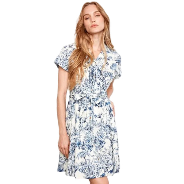 Versailles Linen Blend Short Sleeve Button - Front Dress - Lady of the Lake
