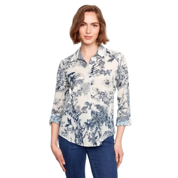 Versailles Printed Voile Button - Up Blouse - Lady of the Lake
