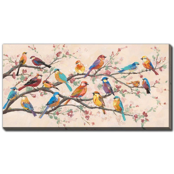 Vibrant Songbirds - Hand Embellished Printed Canvas