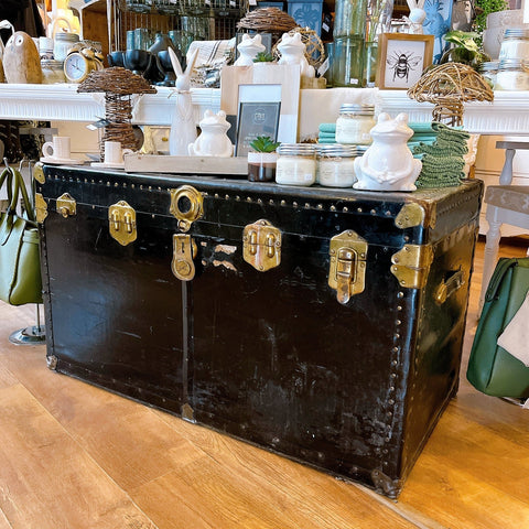 Vintage Black Steamer Trunk - Lady of the Lake