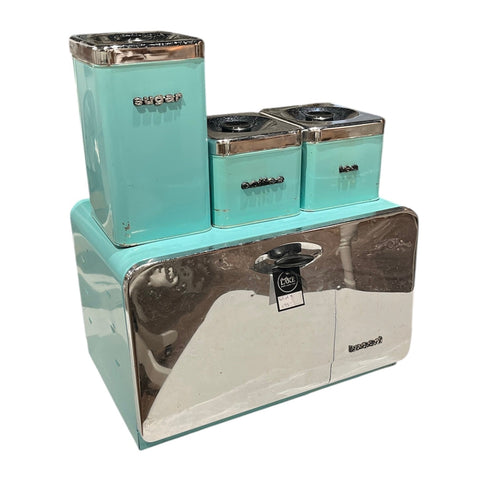 Vintage Turquoise Canister Set including Breadbox - Set of 4 - Lady of the Lake