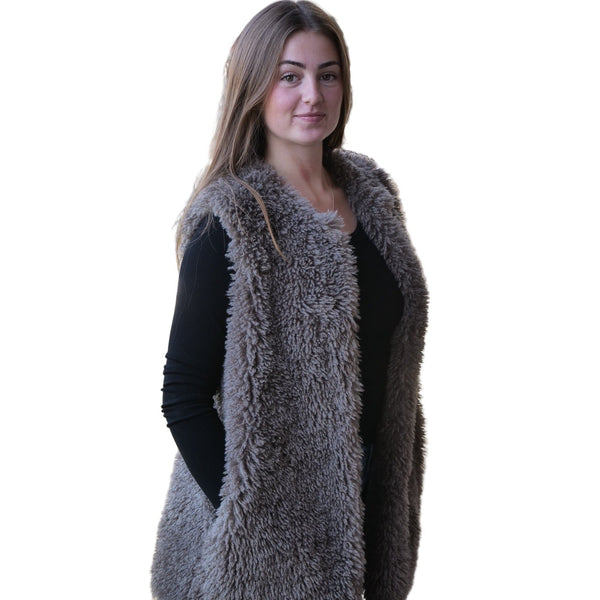Vivian Long Faux Fur Vest - Lady of the Lake