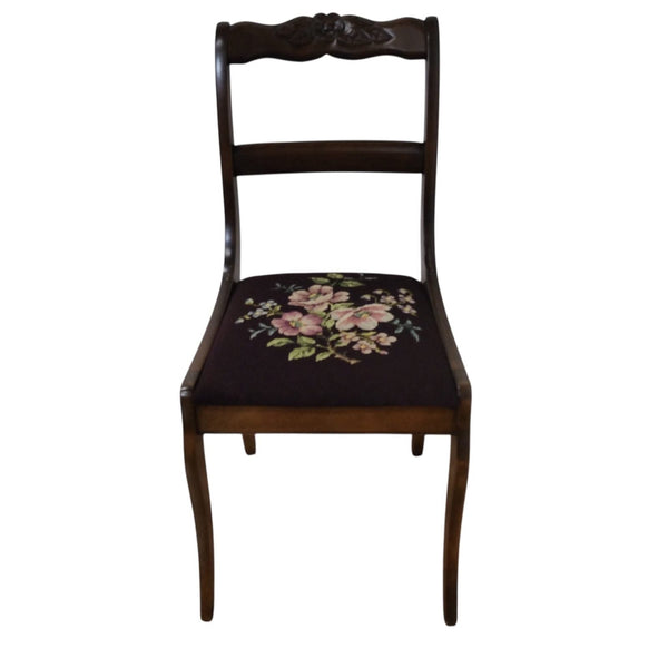 Walnut Chair with Embroirdered Seat - Lady of the Lake