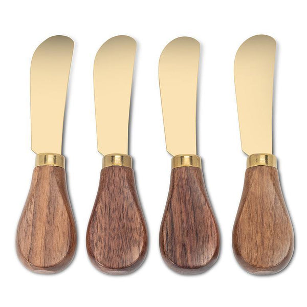 Walnut Handled Gold Pate Spreaders - Set of 4 - Lady of the Lake