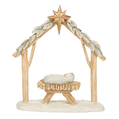 Watercolour Baby Jesus In Manger Figurine