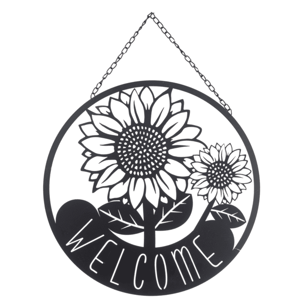 Welcome Double Sunflower Laser Cut Wall Decor