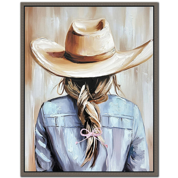 Western Reverie - Hand Embellished Canvas In Floating Frame - Lady of the Lake