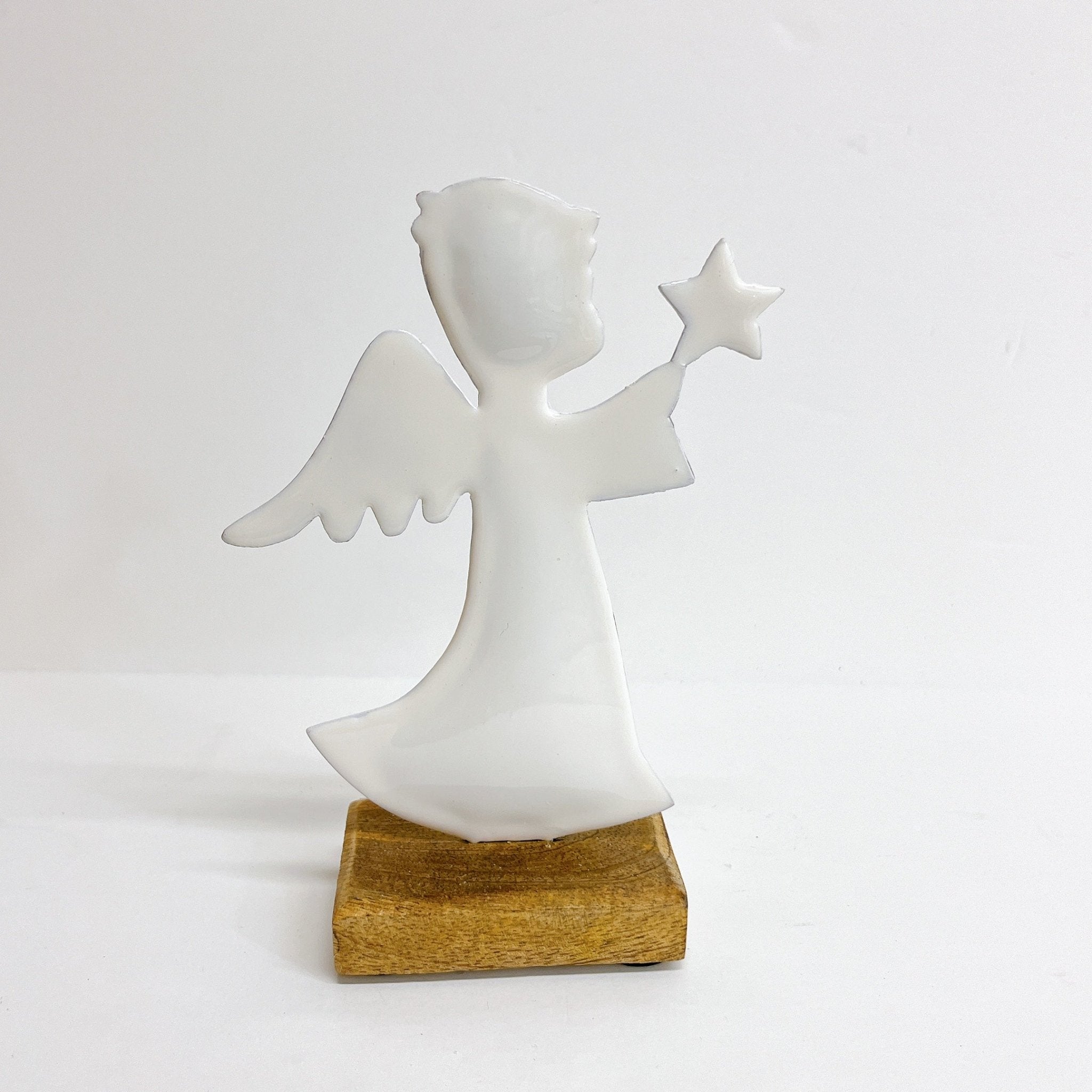 White Enamel Angel Decor