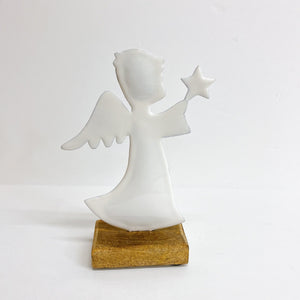 White Enamel Angel Decor