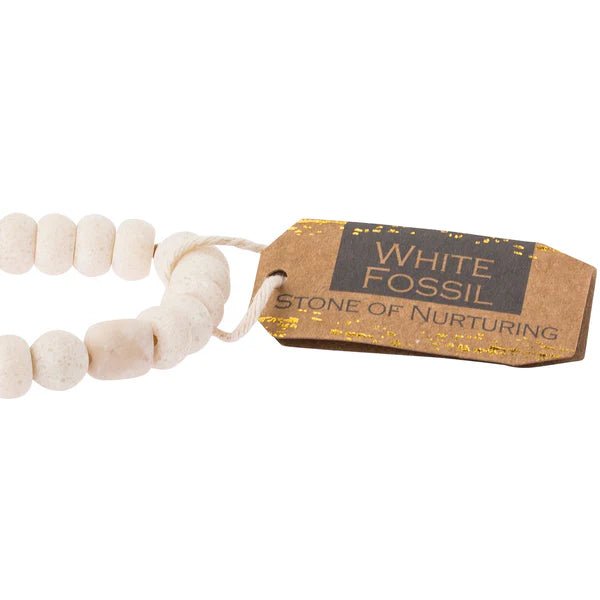 White Fossil Stone Stack Bracelet - Stone of Nurturing - Lady of the Lake
