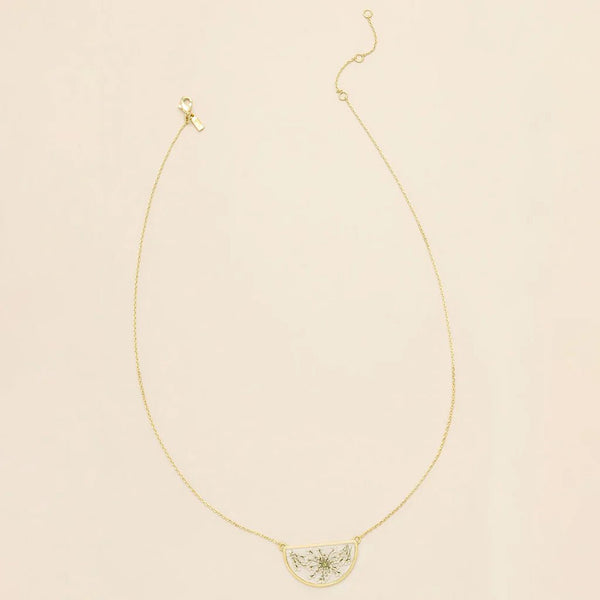 White Lace Flower - Pressed Flower Necklace - Lady of the Lake