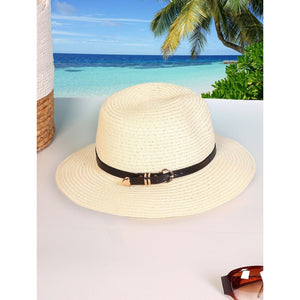 Wide Brim Summer Hat With Belt & Buckle