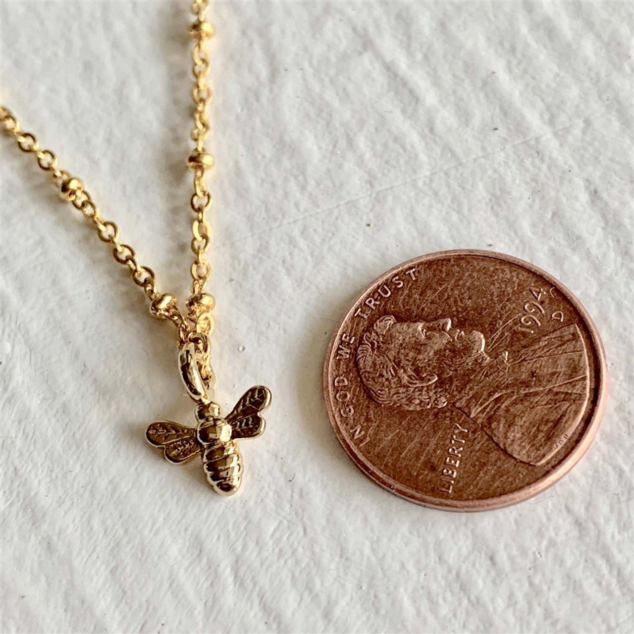 Wildflowers Tiny Bee Charm Necklace - Lady of the Lake