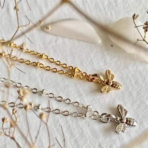 Wildflowers Tiny Bee Charm Necklace - Lady of the Lake