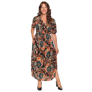 Willow Crinkled Printed Dress With Sleeves - Lady of the Lake