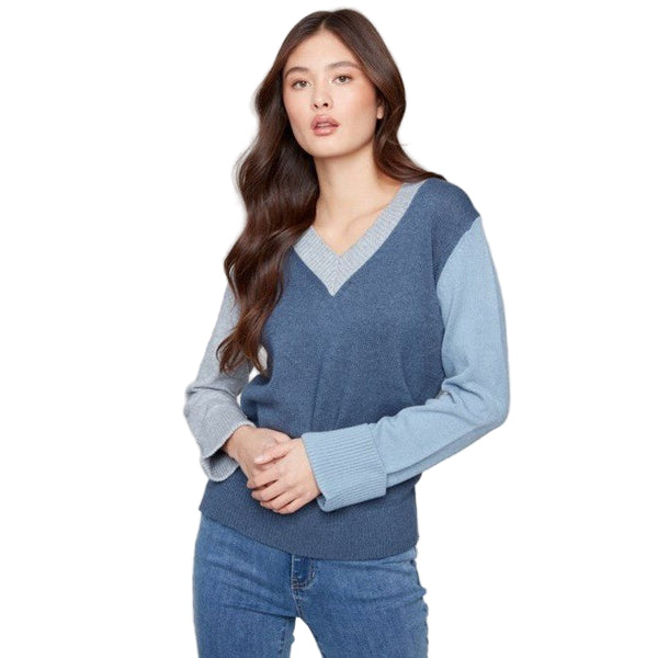 Winona Colorblock V - Neck Sweater - Lady of the Lake