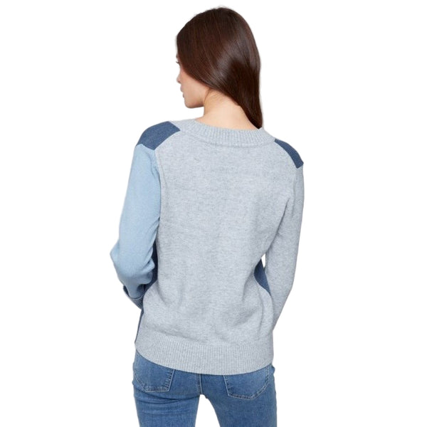 Winona Colorblock V - Neck Sweater - Lady of the Lake