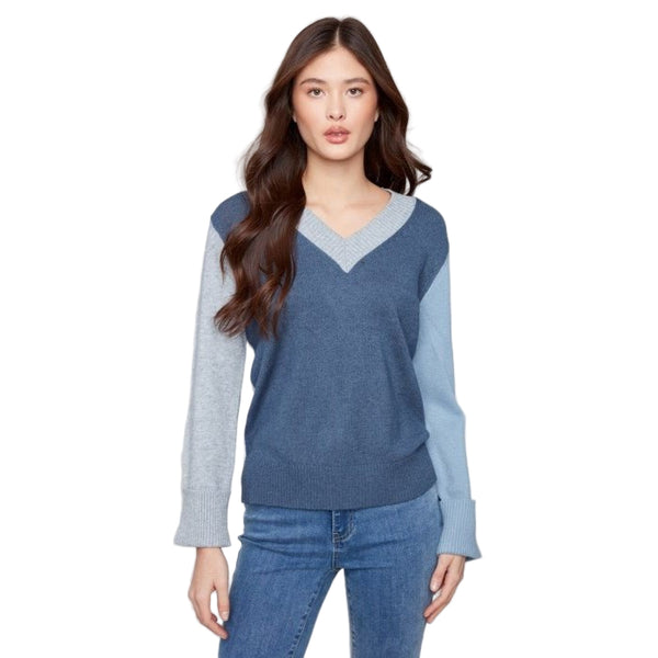 Winona Colorblock V - Neck Sweater - Lady of the Lake