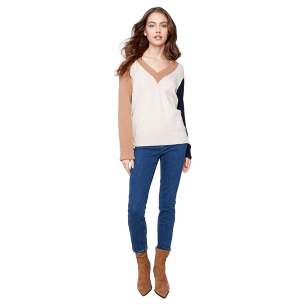 Winona Colorblock V - Neck Sweater - Lady of the Lake