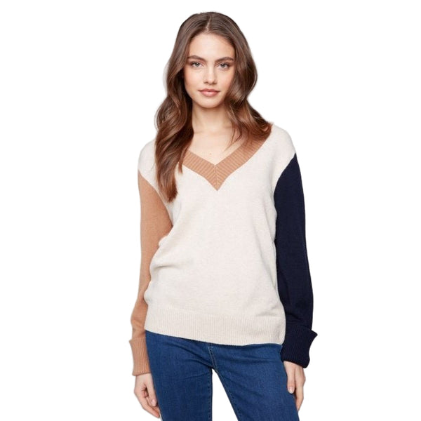Winona Colorblock V - Neck Sweater - Lady of the Lake