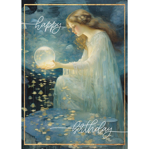 Woman Globe - Greeting Card -Birthday