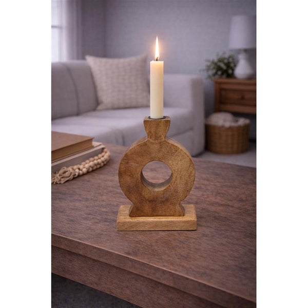Wooden Circle Taper Candle Holder - Lady of the Lake