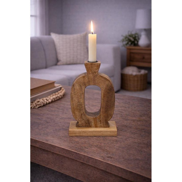 Wooden Oval Taper Candle Holder - Lady of the Lake
