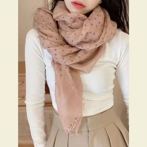 Wool & Cotton Super Soft Polka Dot Printed Scarf - Lady of the Lake