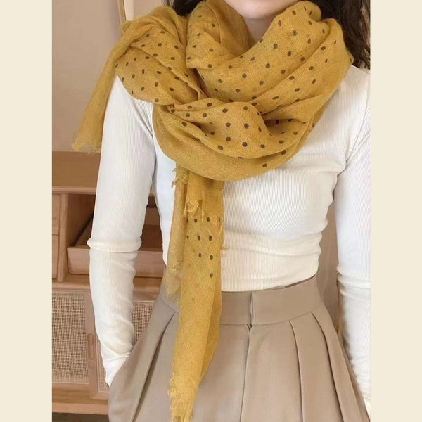 Wool & Cotton Super Soft Polka Dot Printed Scarf - Lady of the Lake