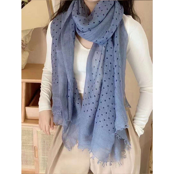 Wool & Cotton Super Soft Polka Dot Printed Scarf - Lady of the Lake