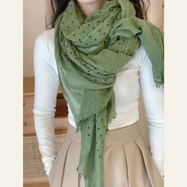 Wool & Cotton Super Soft Polka Dot Printed Scarf - Lady of the Lake