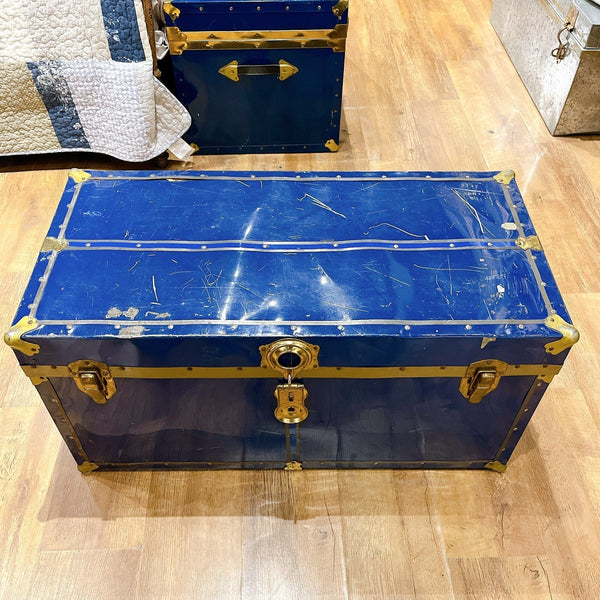 Worn Blue Metal Trunk