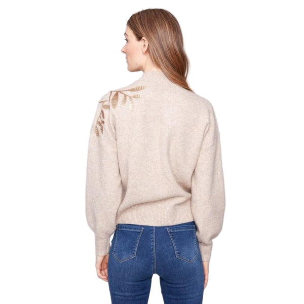 Xylia Mock Neck Sweater With Sequin Detail - Lady of the Lake