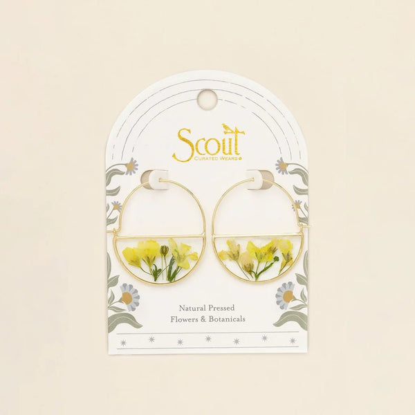 Yellow Baby's Breath - Pressed Flower Hoop Earring - Lady of the Lake