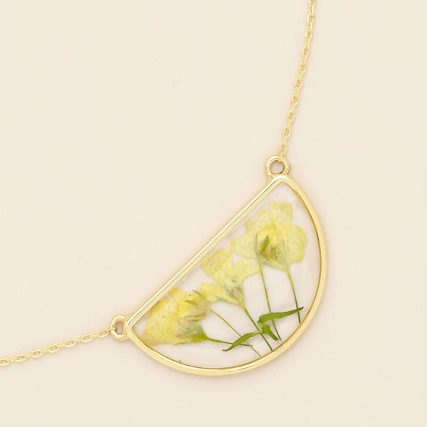 Yellow Baby's Breath - Pressed Flower Necklace - Lady of the Lake