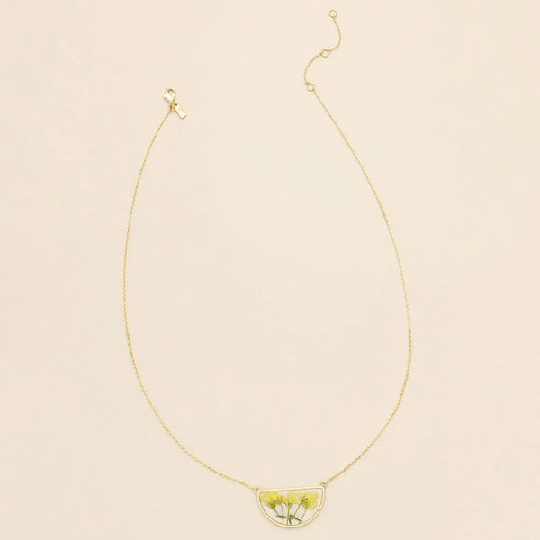 Yellow Baby's Breath - Pressed Flower Necklace - Lady of the Lake