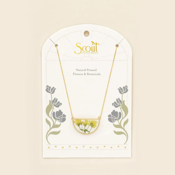 Yellow Baby's Breath - Pressed Flower Necklace - Lady of the Lake