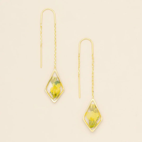Yellow Baby's Breath - Pressed Flower Thread Earring - Lady of the Lake