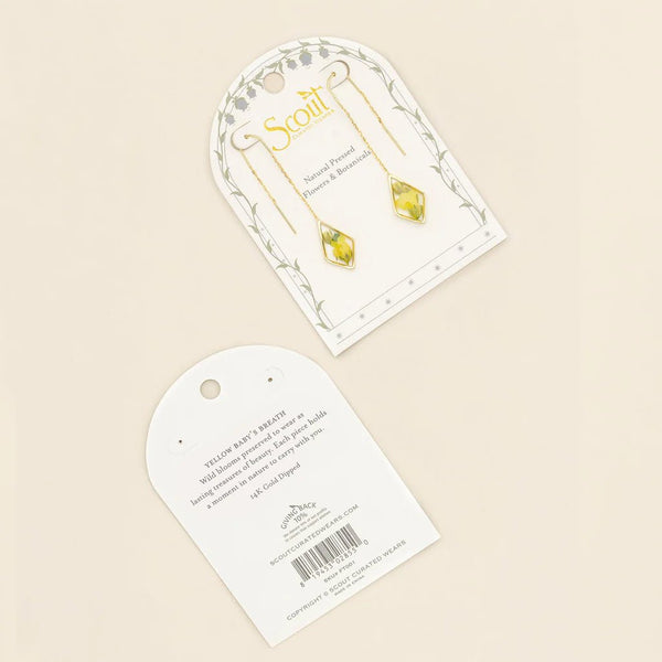 Yellow Baby's Breath - Pressed Flower Thread Earring - Lady of the Lake