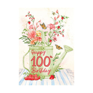 100th Pink Flowers - Greeting Card - Birthday