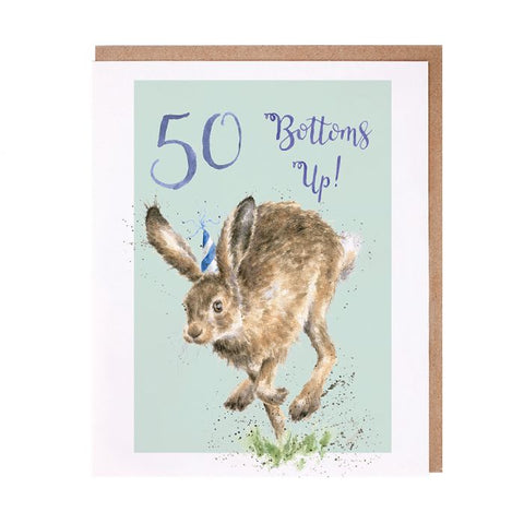 50 Bottoms Up- Greeting Card - Birthday