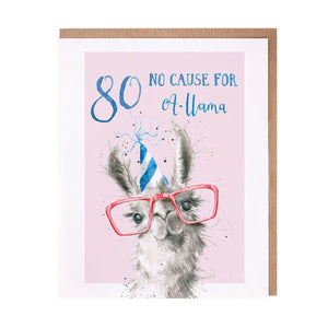 80 No Cause For A-llama - Greeting Card - Birthday
