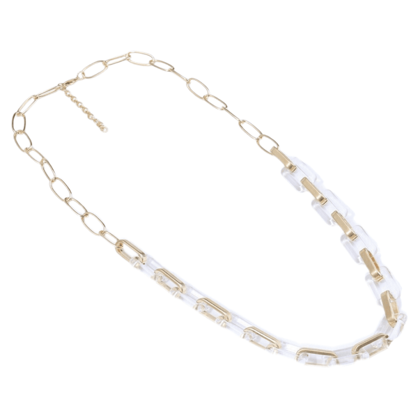 Acrylic & Gold Long Link Chain Necklace
